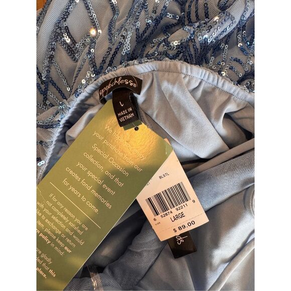 NWT Speechless Sequin Dress L Juniors (Fits XS) Blue Cage Back Bodycon NYE Party - Picture 7 of 7